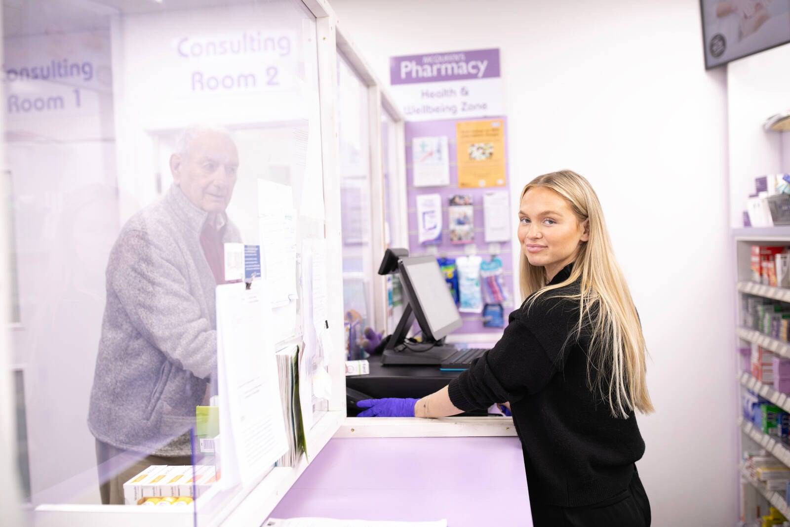 Private consultation at McQueen's Pharmacy
